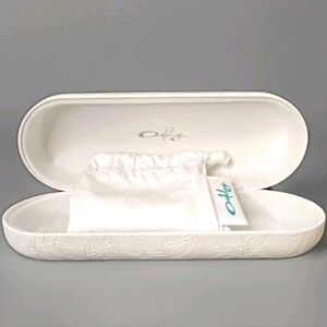 Oakley Clam Shell Eyeglass Sunglasse Case White Embossed Logo Drawcord Dust Bag